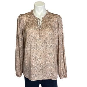 ANTHROPOLOGIE DOLAN Miramar Ruffled Animal Print Long Sleeve Top Large